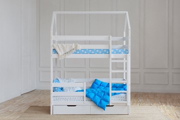 Двухэтажная детская кровать Домик с ящиками, цвет белый в Кирове