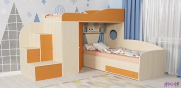 Детская кровать-шкаф Кадет-2, корпус Дуб, фасад Оранжевый в Кирове