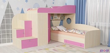 Детская кровать-шкаф Кадет-2, корпус Дуб, фасад Розовый в Кирове