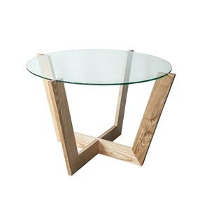 Стеклянный столик в гостиную Оникс-10, Натуральный массив/Прозрачное стекло в Кирове