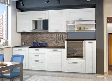Прямой кухонный гарнитур Квадро 2700, цвет Белая лиственница в Кирове