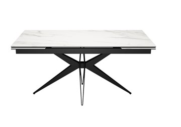 Керамический обеденный стол DikLine KW160 мрамор С41 (керамика белая)/опоры черные в Кирове