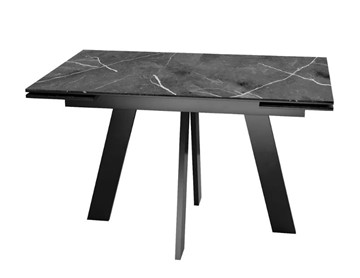 Кухонный стол раздвижной SKM 120, керамика черный мрамор/подстолье черное/ножки черные в Кирове