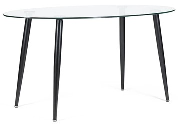 Стеклянный обеденный стол KASSEL (mod. DT333) металл/закаленное стекло (10 мм), 150х90х75см, черный в Кирове