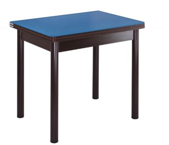 Стеклянный кухонный стол СПА-01 СТ2, венге ЛДСП/стекло синие/38 прямые трубки крашеные коричневый в Кирове