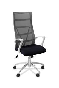 Кресло офисное Топ X белый каркас, сетка/ткань TW / серая/черная в Кирове
