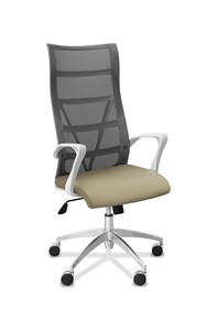 Кресло в офис Топ X белый каркас, сетка/ткань TW / серая/светло-серая в Кирове