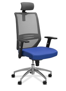 Кресло для персонала Aero с подголовником, сетка/ткань TW / черная/ синяя в Кирове