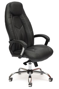 Кресло компьютерное BOSS Lux, кож/зам, черный/черный перфорированный, арт.9160 в Кирове