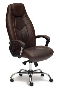Офисное кресло BOSS Lux, кож/зам, коричневый/коричневый перфорированный, арт.9816 в Кирове