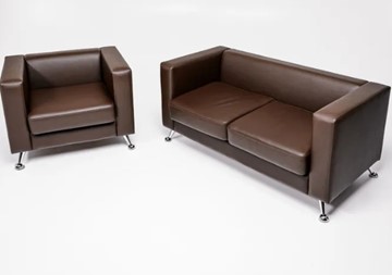 Комплект мебели Альбиони коричневый кожзам  диван 2Д + кресло в Кирове