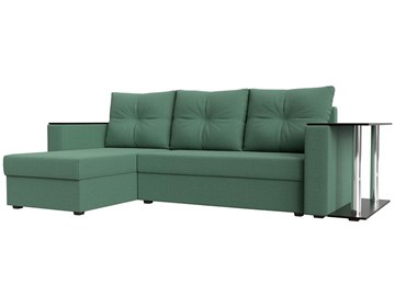 Угловой диван с оттоманкой Атланта Лайт, Амур зеленый (микровельвет) в Кирове