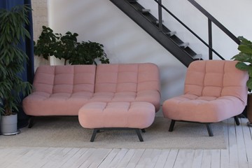 Комплект мебели Абри розовый кресло + диван + пуф опора металл в Кирове