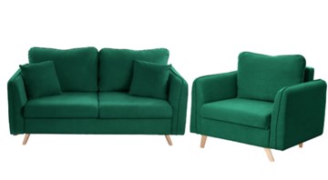 Комплект мебели Бертон изумрудный диван+ кресло в Кирове