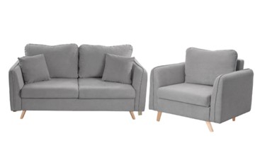 Комплект мебели Бертон серый диван+ кресло в Кирове