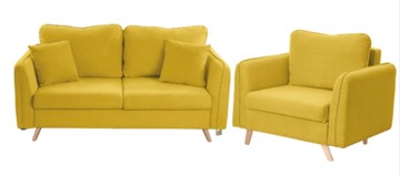 Комплект мебели Бертон желтый диван+ кресло в Кирове