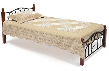 Кровать AT-808 дерево гевея/металл, 90*200 см (Single bed), красный дуб/черный в Кирове
