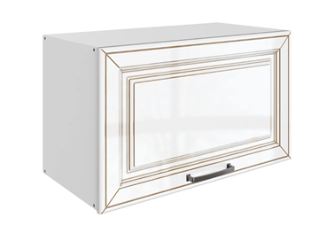 Кухонный шкаф Атланта L600 Н360 (1 дв. гл.) эмаль (белый/белый глянец патина золото) в Кирове