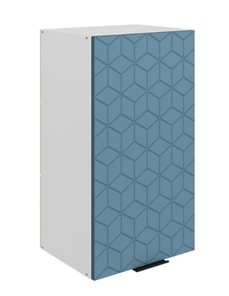 Навесной шкаф Стоун L400 Н720 (1 дв. гл.) с фрезировкой (белый/изумруд софттач) в Кирове