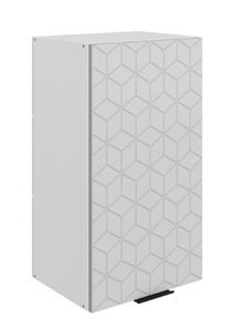 Шкаф навесной Стоун L400 Н720 (1 дв. гл.) с фрезировкой (белый/лайт грей софттач) в Кирове