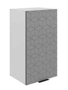Навесной кухонный шкаф Стоун L400 Н720 (1 дв. гл.) с фрезировкой (белый/оникс софттач) в Кирове