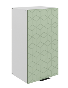 Шкаф на кухню Стоун L400 Н720 (1 дв. гл.) с фрезировкой (белый/полынь софттач) в Кирове