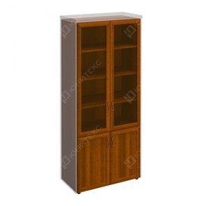 Шкаф для документов со стеклянными дверьми в рамке Мастер, темный орех (90х45х208) МТ 379 в Кирове