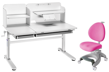 Комплект парта + кресло Iris II Grey + Cielo Pink + чехол для кресла в подарок в Кирове