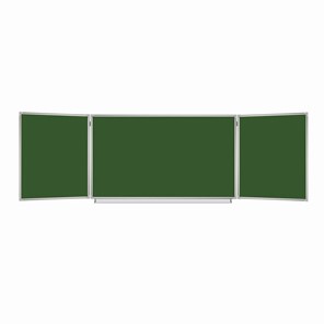 Доска для мела магнитная 3-х элементная 100х150/300 см, 5 рабочих поверхностей, зеленая, BRAUBERG, 231707 в Кирове