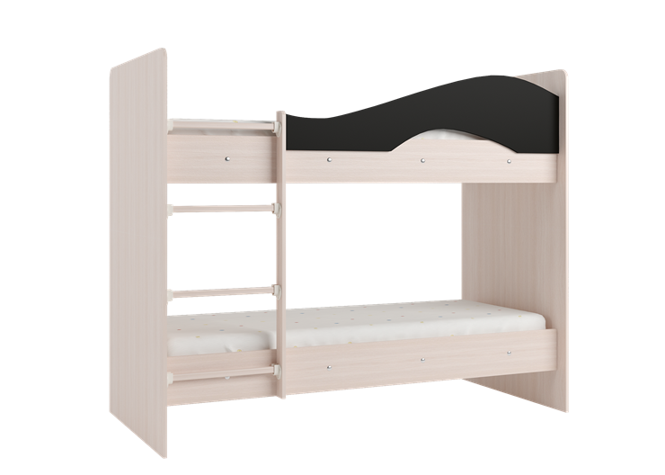 Детская  двухъярусная кровать Мая с 2 ящиками на щитах, корпус Млечный дуб, фасад Венге в Кирове - изображение 3