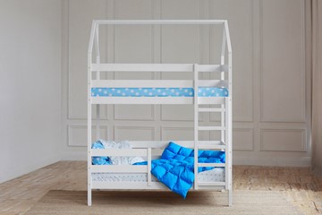 Детская двухъярусная кровать Домик, цвет белый в Кирове