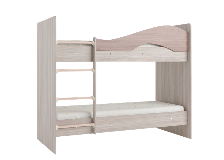 Кровать двухъярусная Мая на щитах со шкафом и ящиками, корпус Шимо светлый, фасад Шимо темный в Кирове - изображение 3