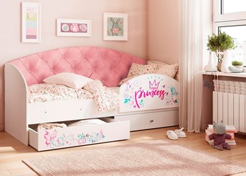 Детская кровать односпальная Эльза с бортиком, Розовый (латы) в Кирове
