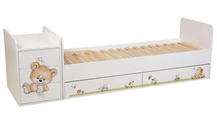 Кровать детская Фея 1100 Медвежонок Белый в Кирове - изображение 2