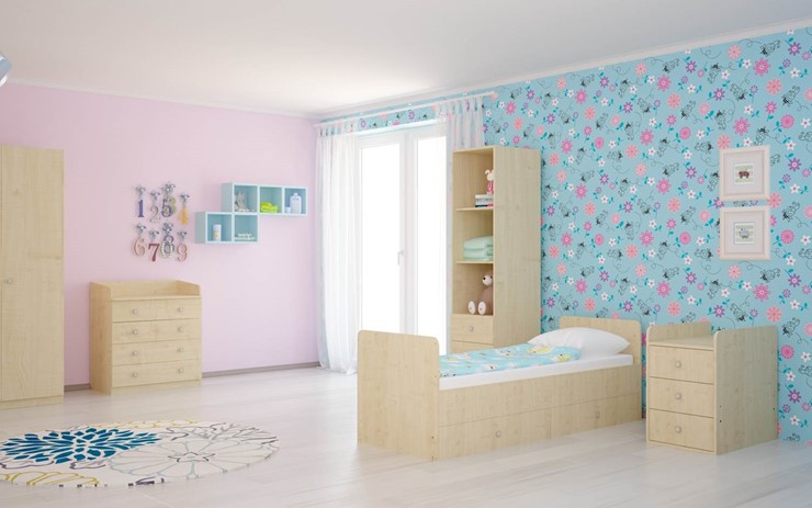 Кровать для новорожденных с комодом POLINI Kids Simple 1100 Натуральный в Кирове - изображение 4