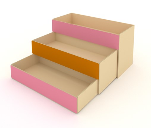 Кровать в детскую 3-х уровневая КД-3, Беж + Розовый + Оранжевый в Кирове - изображение