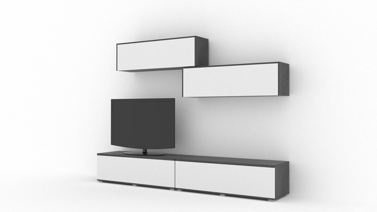 Гостиный гарнитур Куб (Cube), цвет Белый софт, Черный ясень в Кирове - изображение 1