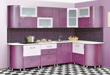 Кухня угловая Мыло 128 2700х1500, цвет Фиолет/Пастель фиолет в Кирове