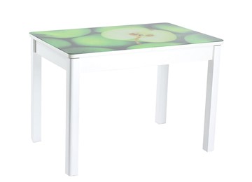 Стеклянный кухонный стол Айсберг мини СТФ, белое лдсп/зеленые яблоки/40 прямые массив белые в Кирове