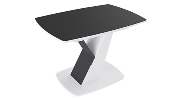 Кухонный раскладной стол Гарда тип 1, цвет Белый/Стекло матовое черный графит в Кирове