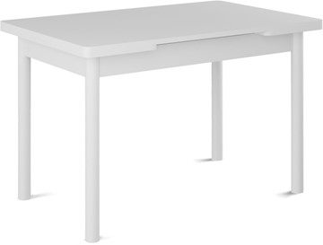 Кухонный раздвижной стол Милан-1 EVO, ноги металлические белые, белый цемент в Кирове