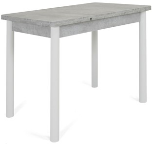 Кухонный раздвижной стол Милан-1 EVO, ноги металлические белые, светлый цемент в Кирове - предосмотр