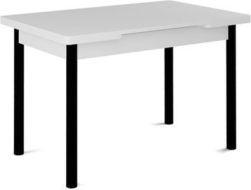 Кухонный раскладной стол Милан-1 EVO, ноги металлические черные, белый цемент в Кирове