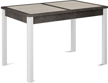 Кухонный раскладной стол Ницца-1 ПЛ (ноги белые, плитка бежевая/серый камень) в Кирове