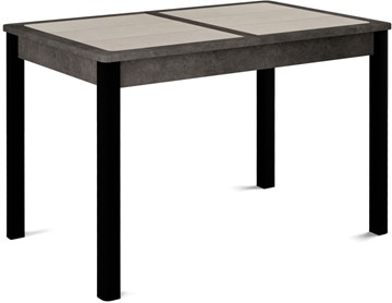 Кухонный стол раскладной Ницца-1 ПЛ (ноги черные, плитка бежевая/серый камень) в Кирове
