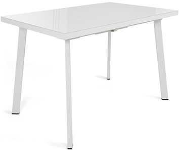 Кухонный стол раздвижной Сальвадор-2G (ноги белые, стекло cristal/белый цемент) в Кирове - предосмотр