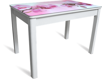Кухонный раздвижной стол Айсберг-01 СТФ, белое лдсп/орхидея/40 прямые массив белые в Кирове
