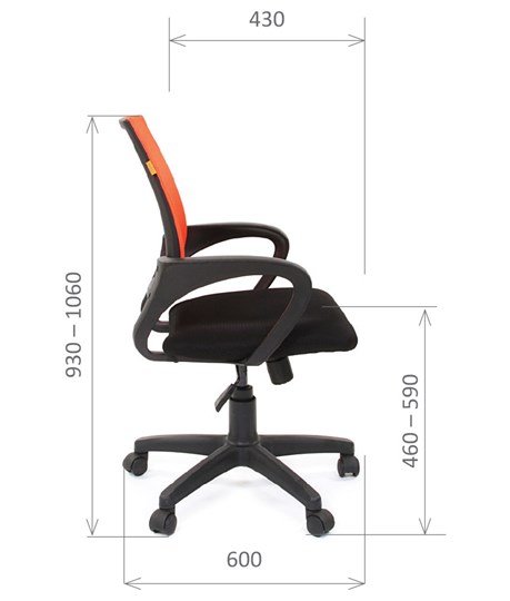 Офисное кресло CHAIRMAN 696 black Сетчатый акрил DW66 оранжевый в Кирове - изображение 2