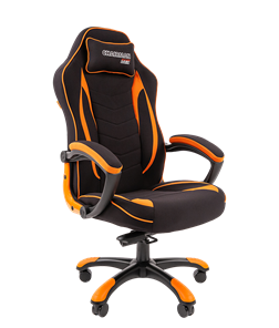 Кресло игровое CHAIRMAN GAME 28 Полиэстер комбинированная ткань оранжевый/черный в Кирове