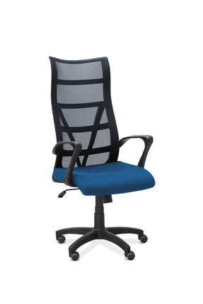 Кресло в офис Топ, сетка/ткань TW / черная/синяя в Кирове - изображение